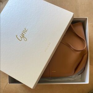 Polène Cyme Camel Leather Tote Bag